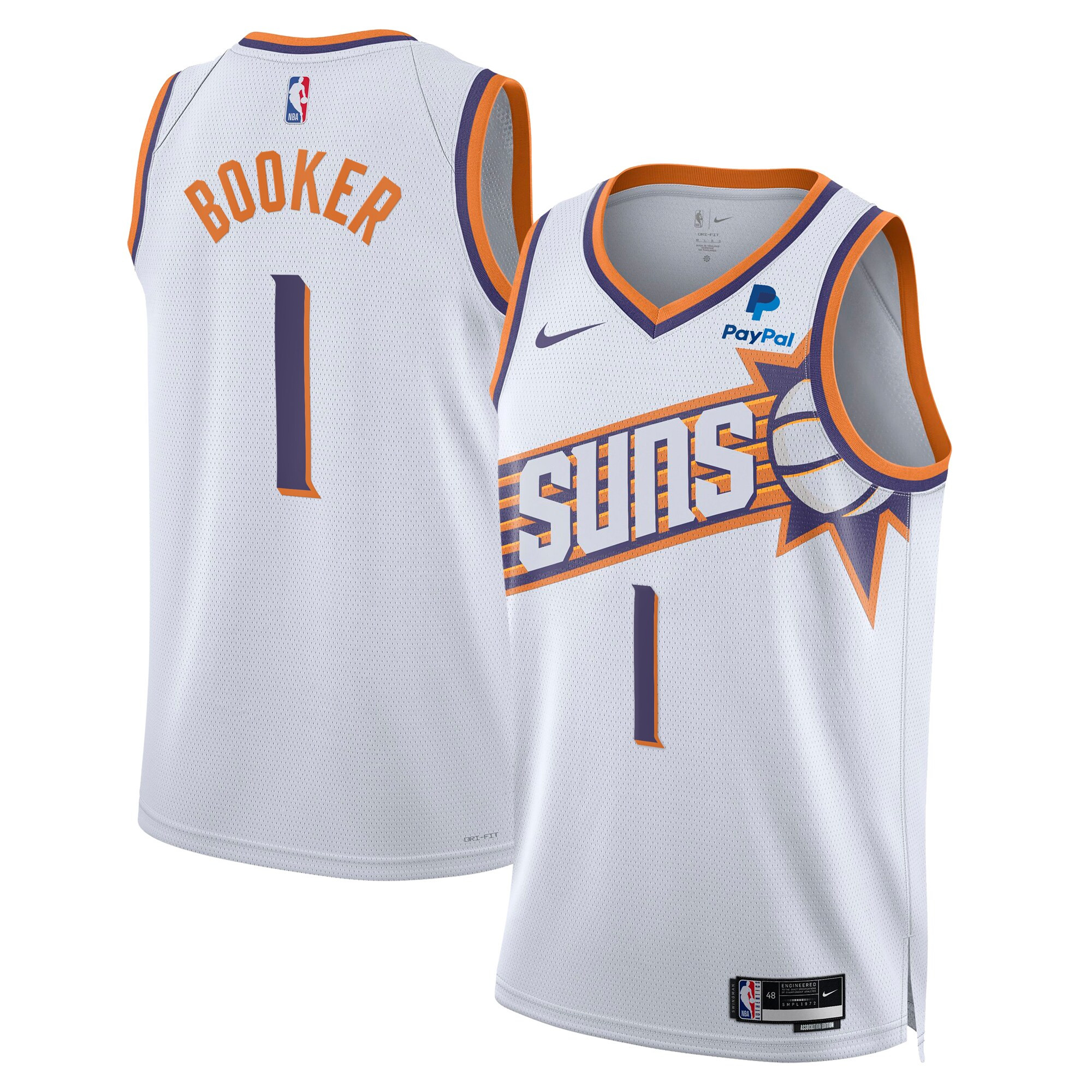 Phoenix Suns Devin Booker White Association Jersey - All Stitched