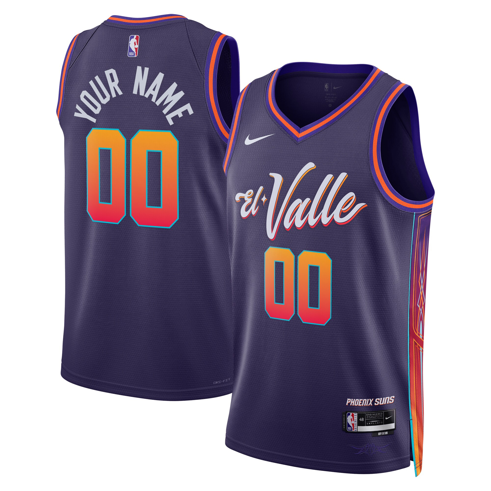 Phoenix Suns El Valle City Edition Custom Purple Jersey - All Stitched