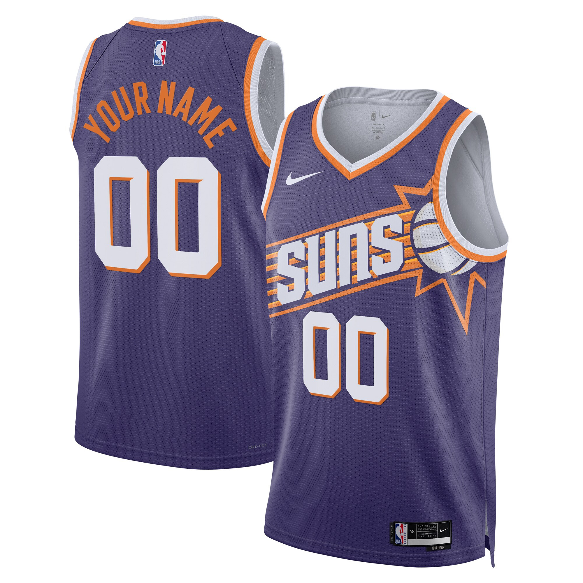 Phoenix Suns Icon Edition Custom Purple Jersey - All Stitched