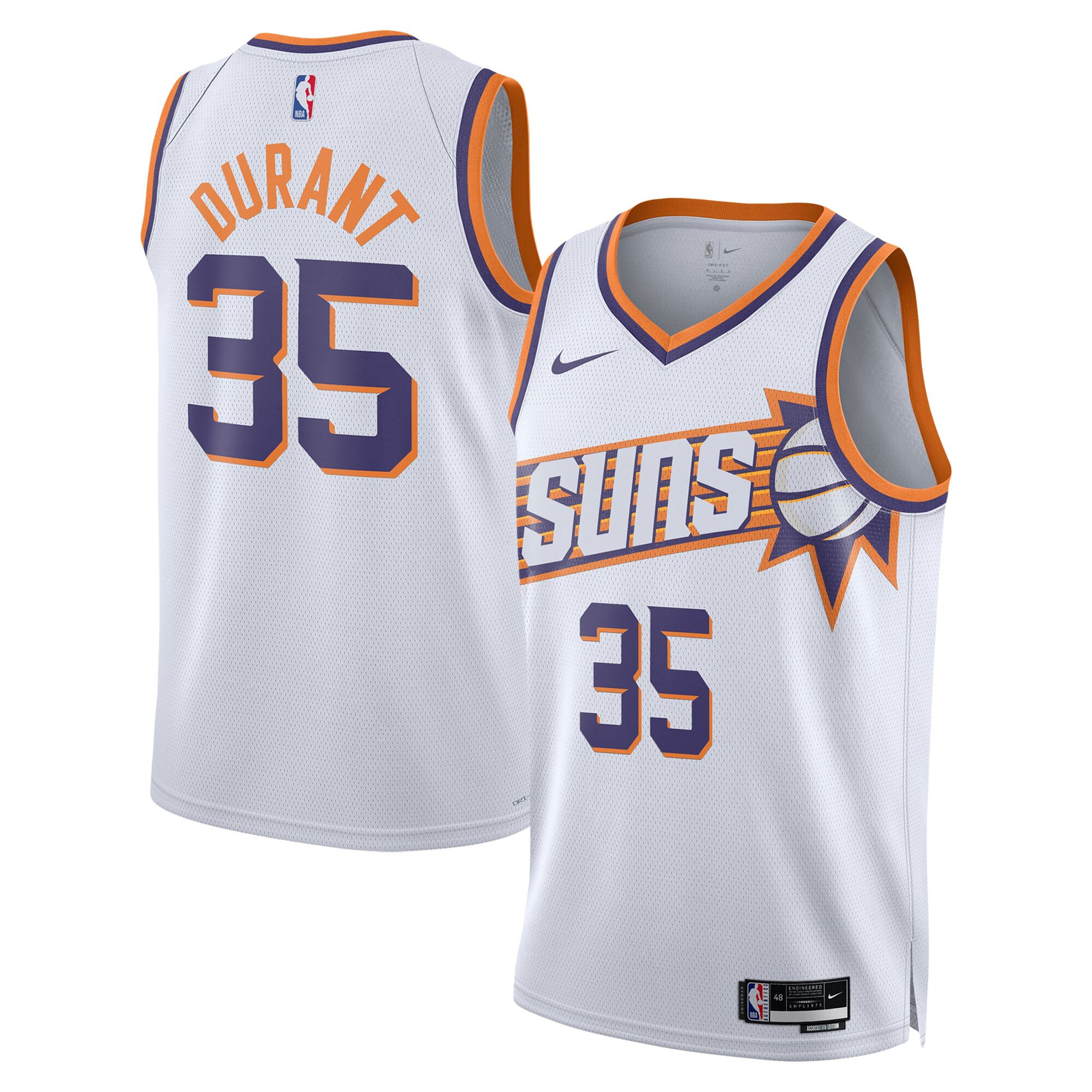 Phoenix Suns Kevin Durant White Association Jersey - All Stitched