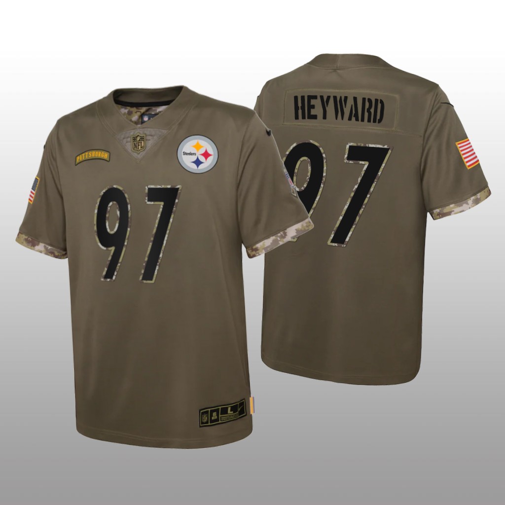 Pittsburgh Steelers Cameron Heyward Olive Limited Jersey Salute To Service - Youth