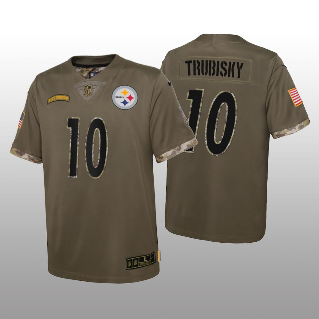 Pittsburgh Steelers Mitchell Trubisky Olive Limited Jersey Salute To Service - Youth