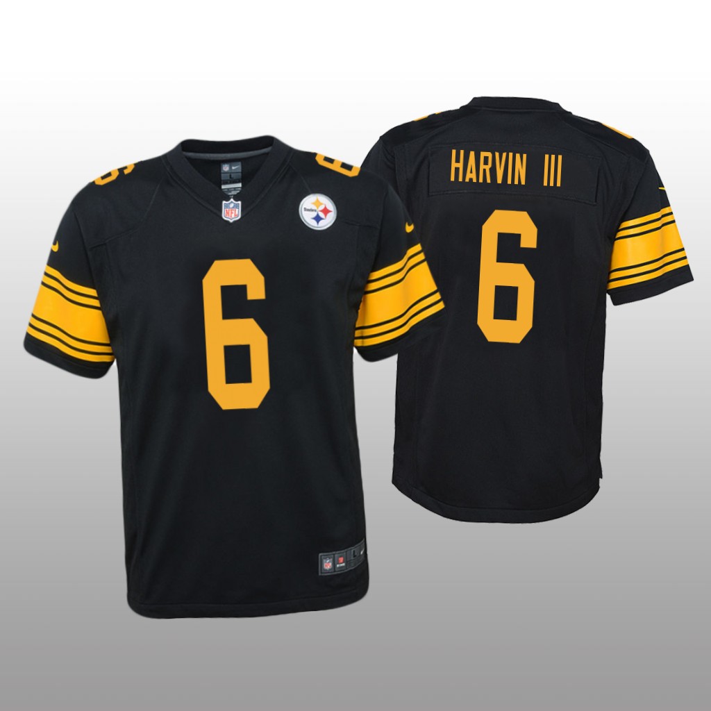 Pittsburgh Steelers Pressley Harvin III Black Jersey Color Rush Game - Youth
