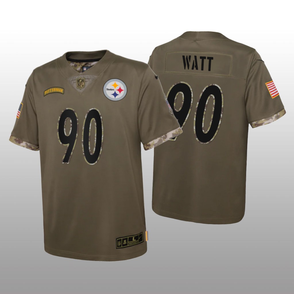 Pittsburgh Steelers T.J. Watt Olive Limited Jersey Salute To Service - Youth