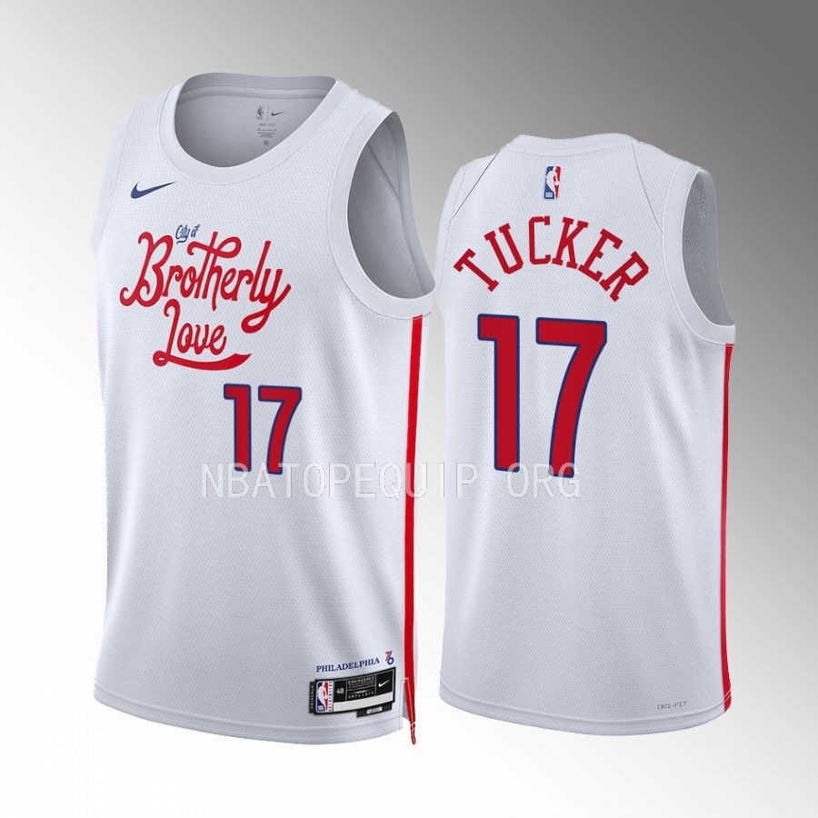 P.J. Tucker Philadelphia 76ers White #17 City Edition Jersey Swingman