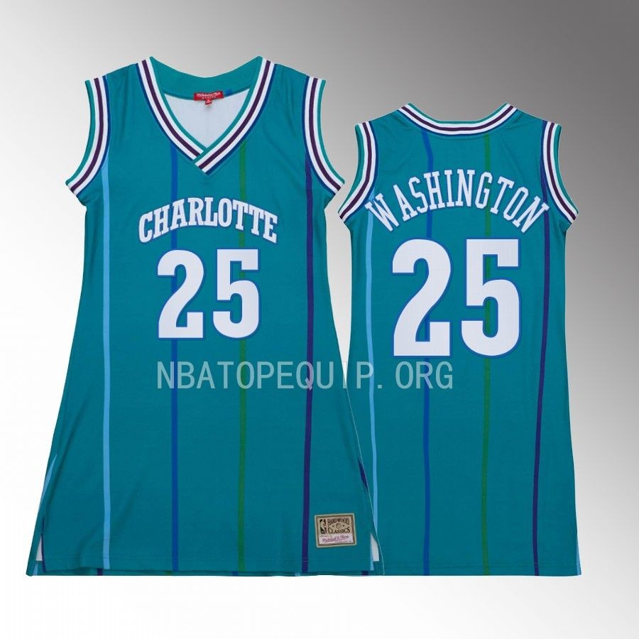 P.J. Washington Charlotte Hornets #25 Hardwood Classics Jersey Teal Women