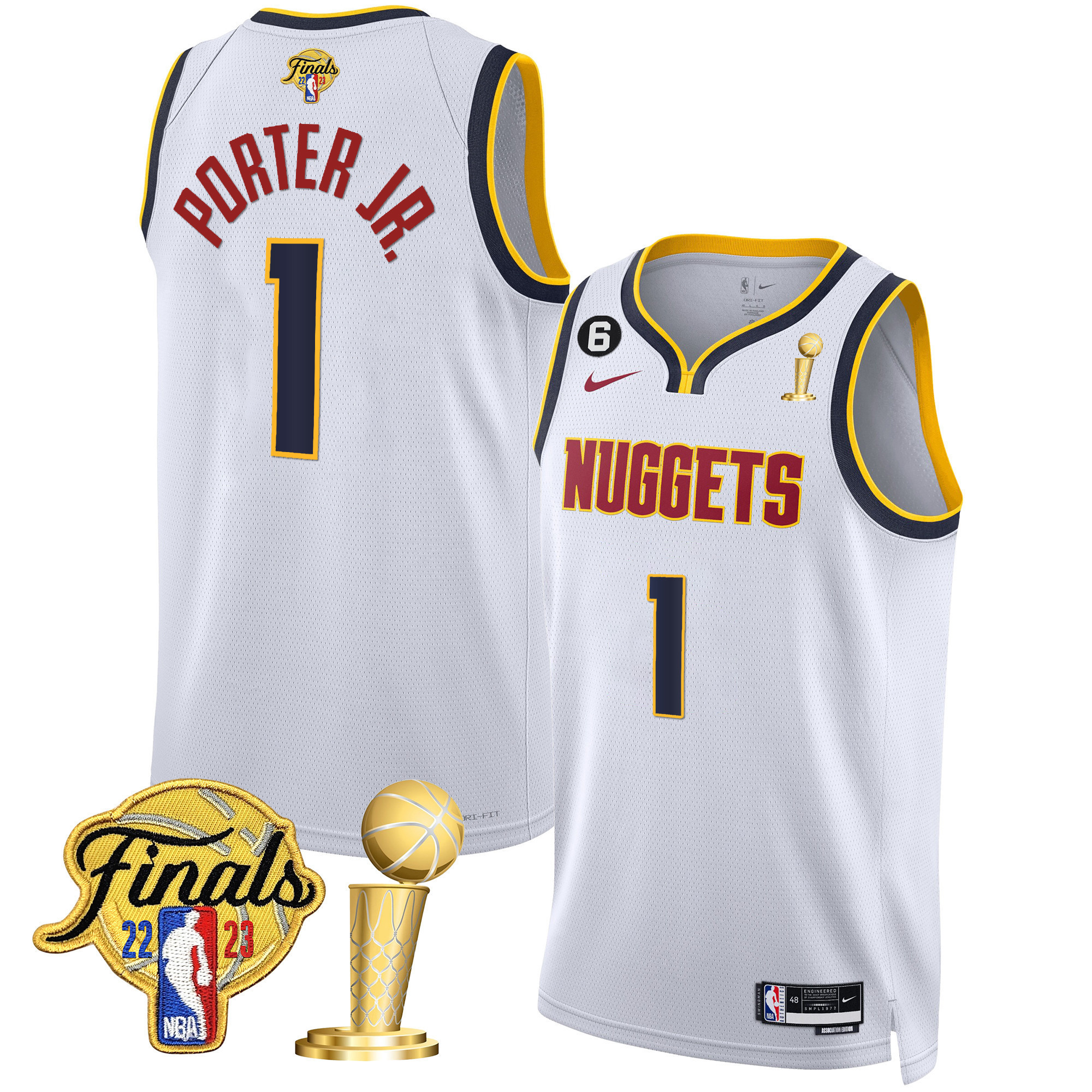 Porter Jr. Men's Denver Nuggets Finals & Champions Patch Gold Association Jersey - All Stitched