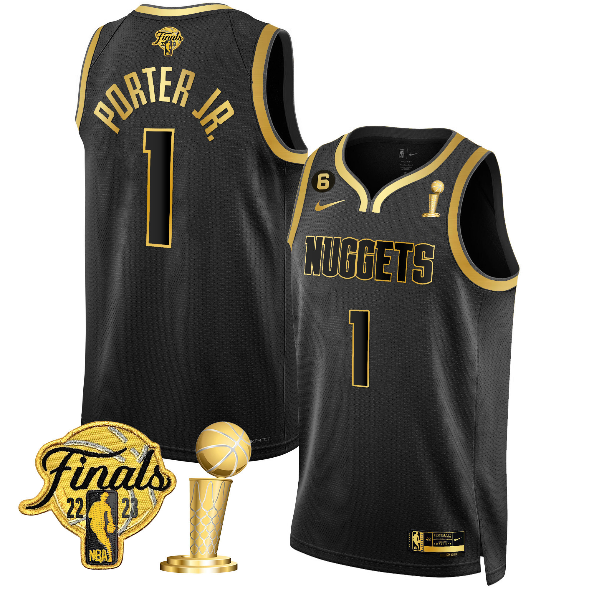 Porter Jr. Men's Denver Nuggets Finals & Champions Patch Gold Black Gold Jersey - All Stitched