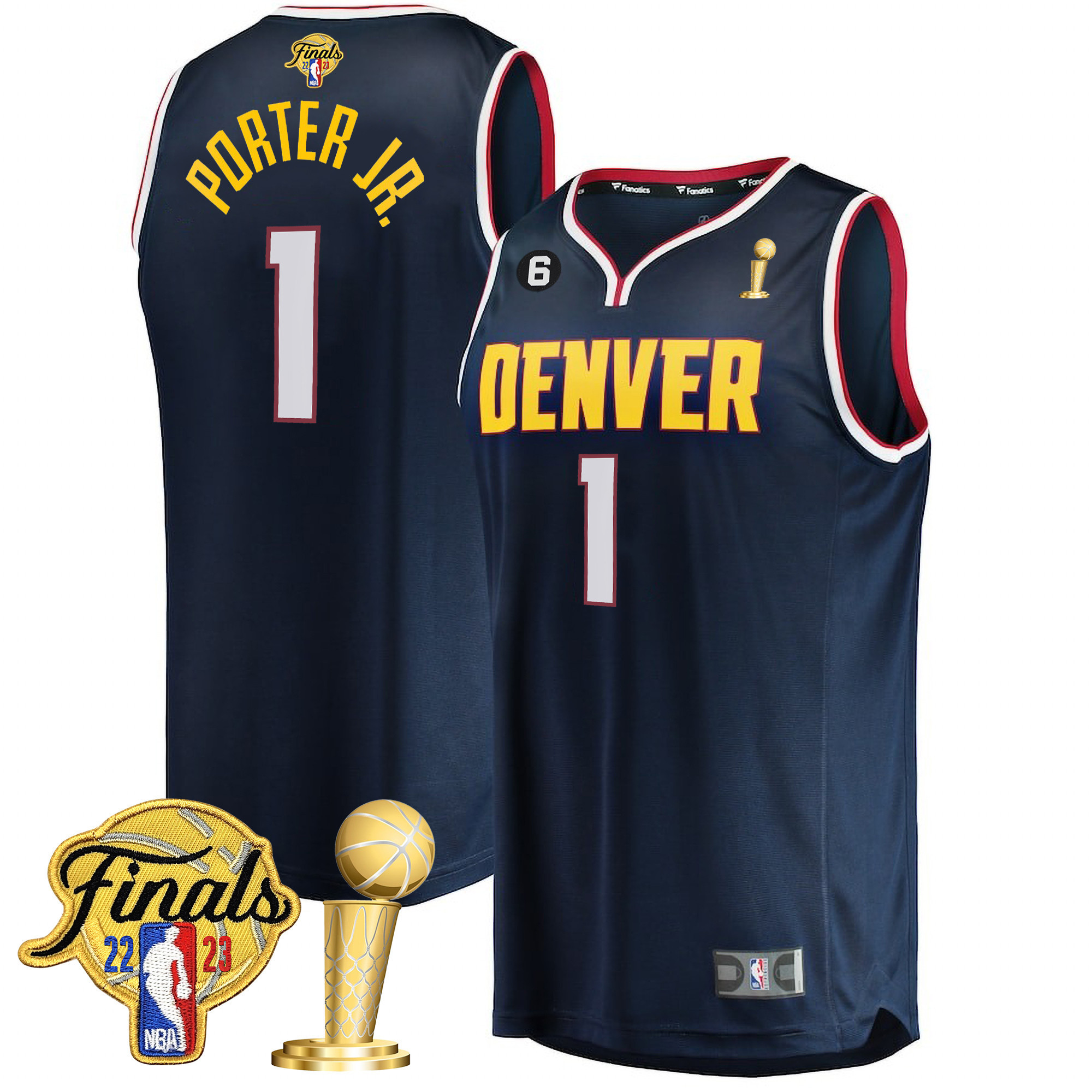 Porter Jr. Men's Denver Nuggets Finals Patch & Champions Collection V2 Icon Navy Jersey - All Stitched