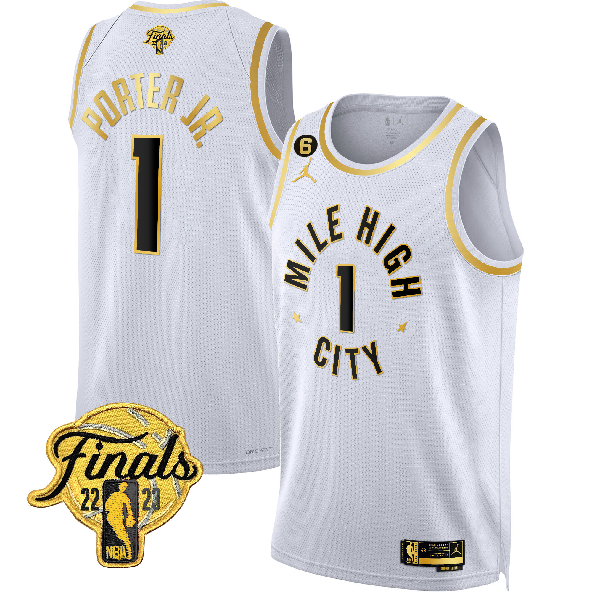 Porter Jr. Men's Denver Nuggets Finals Patch Gold Statement White Jersey - All Stitched