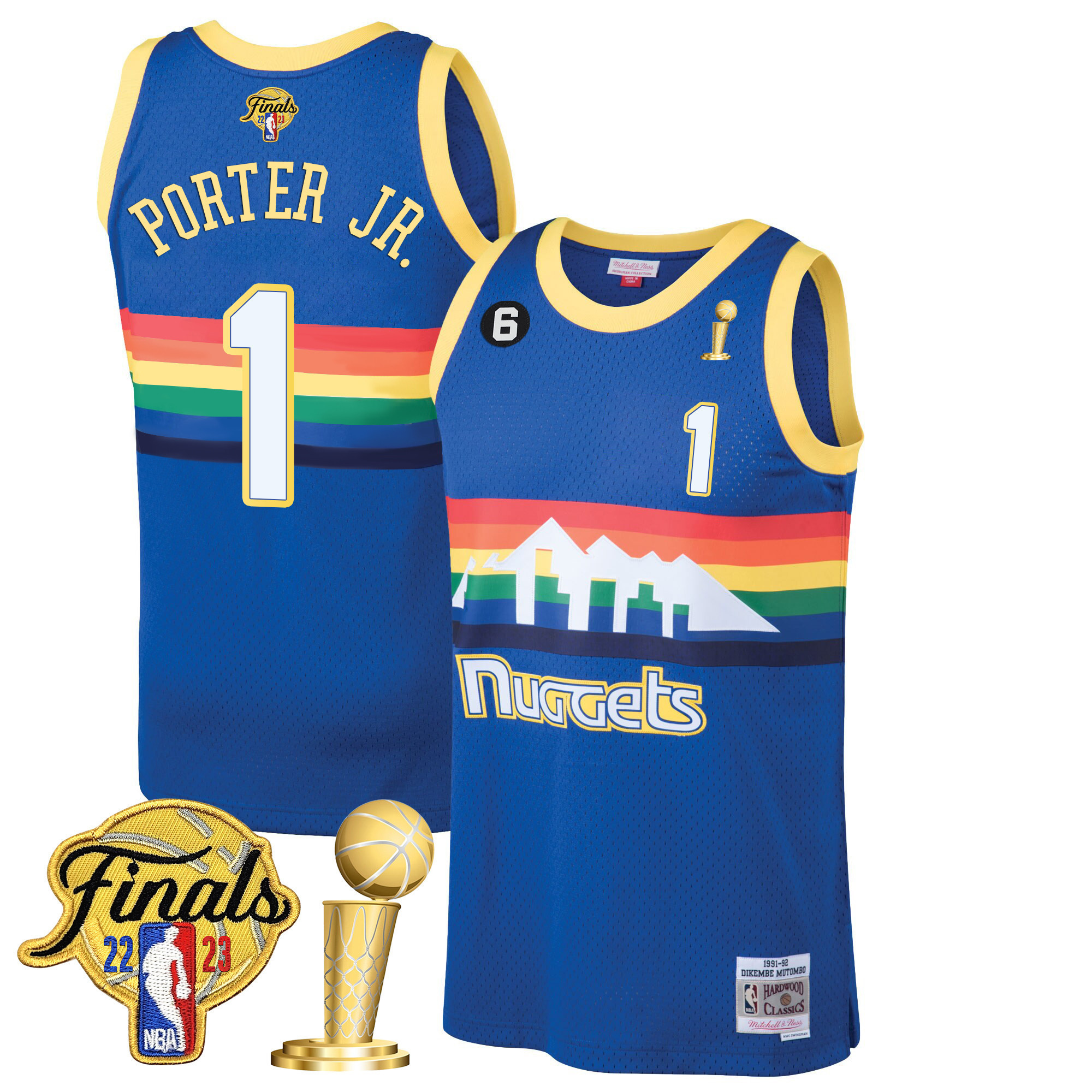 Porter Jr. Youth's Denver Nuggets Finals & Champions Patch Blue Classic Jersey - All Stitched