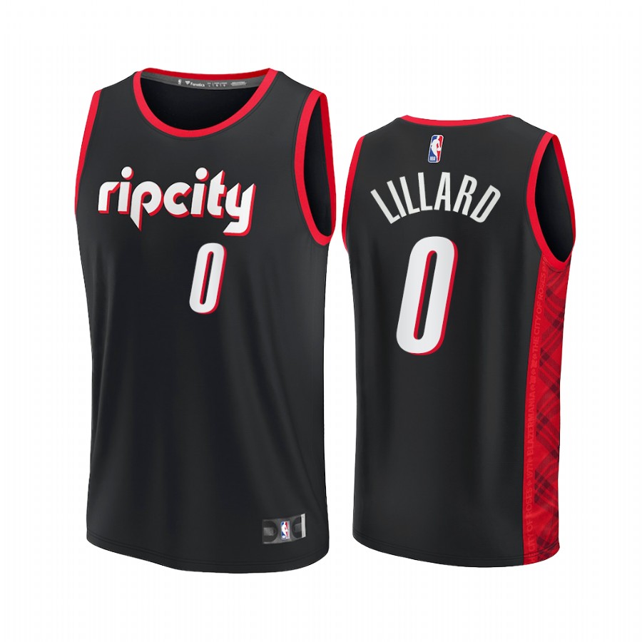 Portland Trail Blazers #0 Damian Lillard Jersey 75th City Edition Black