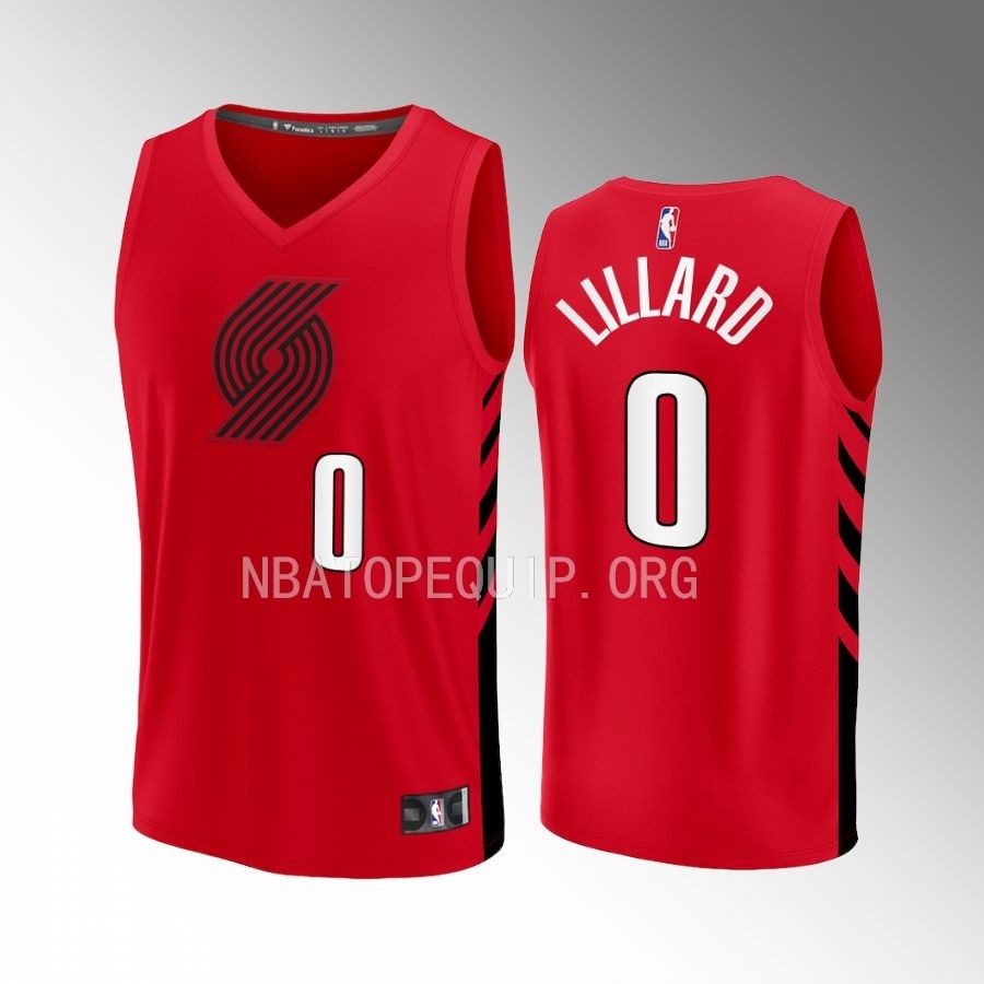 Portland Trail Blazers #0 Damian Lillard Statement Edition Jersey Fast Break Player Red