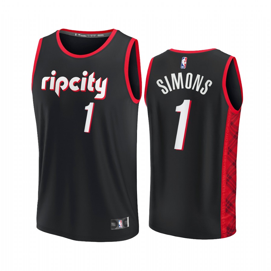 Portland Trail Blazers #1 Anfernee Simons Jersey 75th City Edition Black