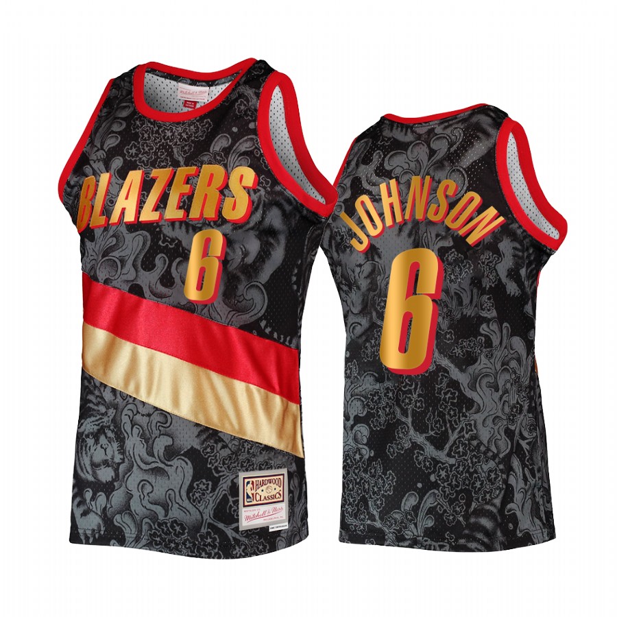 Portland Trail Blazers Lunar New Year Keon Johnson Jersey Black Throwback