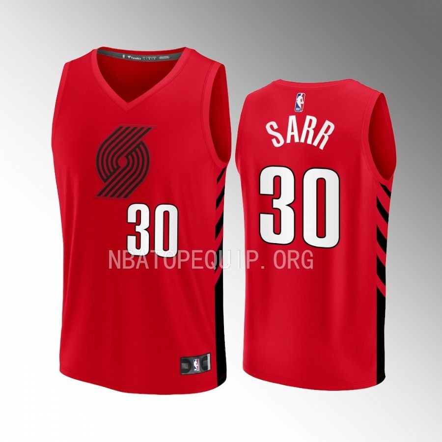 Portland Trail Blazers #30 Olivier Sarr Statement Edition Jersey Fast Break Player Red