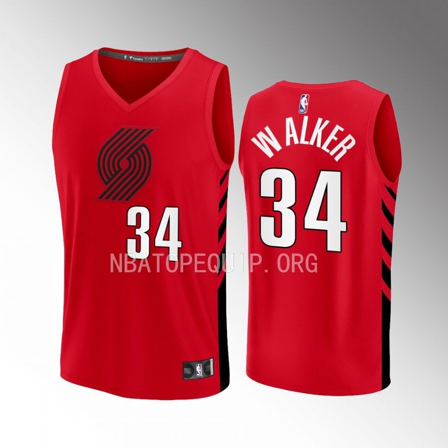 Portland Trail Blazers #34 Jabari Walker Statement Edition Jersey Fast Break Player Red