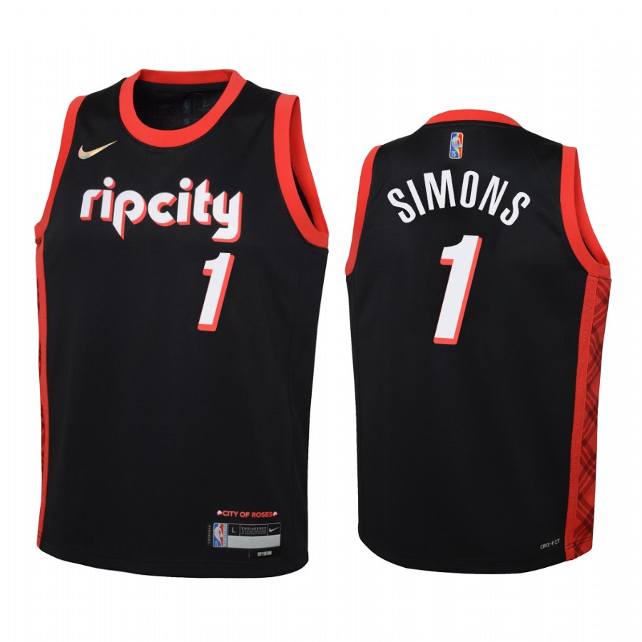 Portland Trail Blazers Anfernee Simons City Edition Black Youth Jersey 75th Season #1