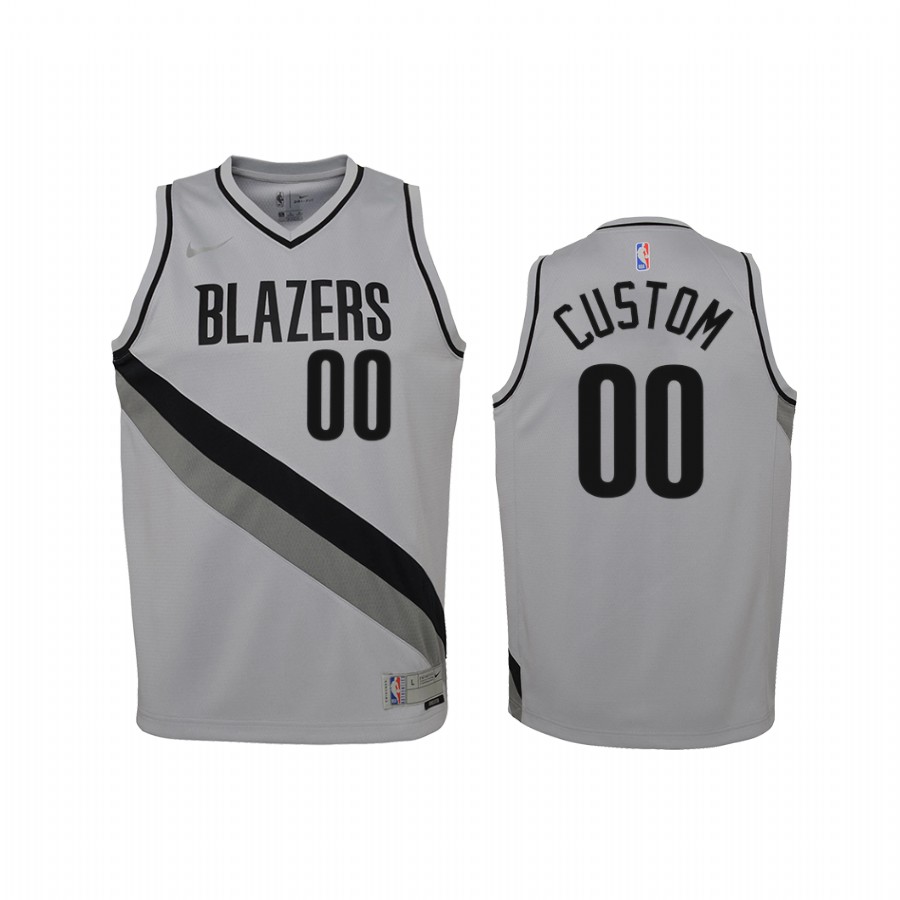 Portland Trail Blazers Custom Earned Edition Gray Youth Jersey Swingman #00