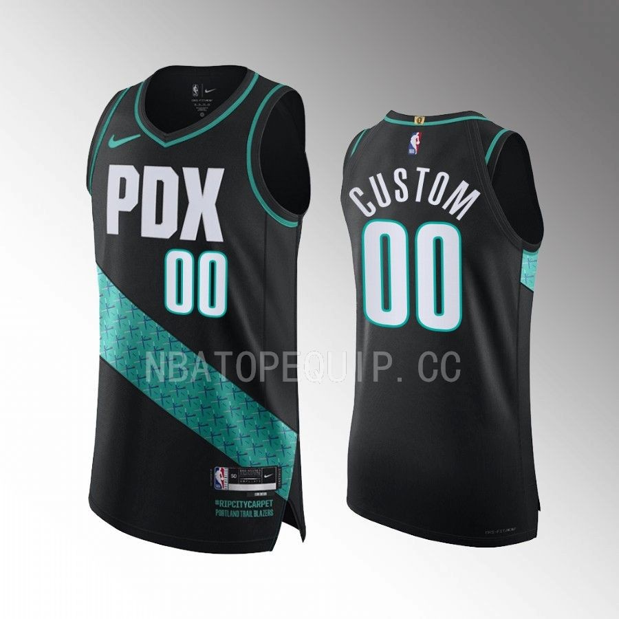Portland Trail Blazers Custom City Edition Black #00 Jersey