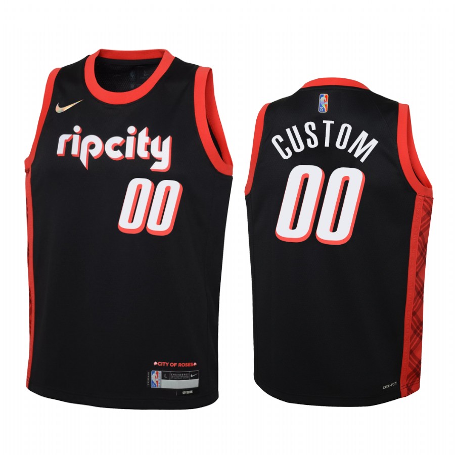 Portland Trail Blazers Custom City Edition Black Youth Jersey 75th Season #00