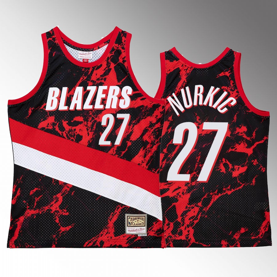 Portland Trail Blazers Jusuf Nurkic Red Marble Swingman Men Jersey Hardwood Classics