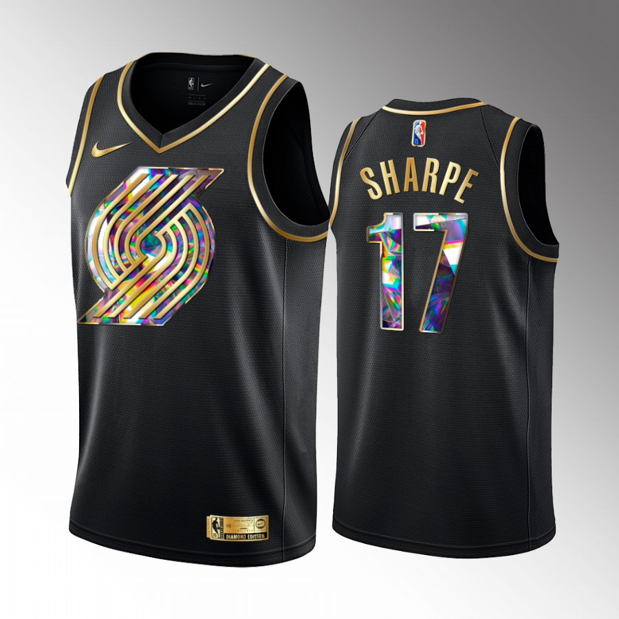 Portland Trail Blazers Shaedon Sharpe Draft Kentucky Wildcats Black #17 Jersey Golden Diamond