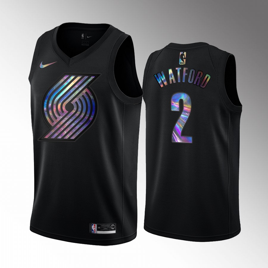 Portland Trail Blazers Trendon Watford #2 Jersey Iridescent Holographic Black Summer League champs MVP