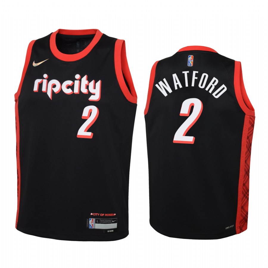 Portland Trail Blazers Trendon Watford City Edition Black Youth Jersey 75th Season #2