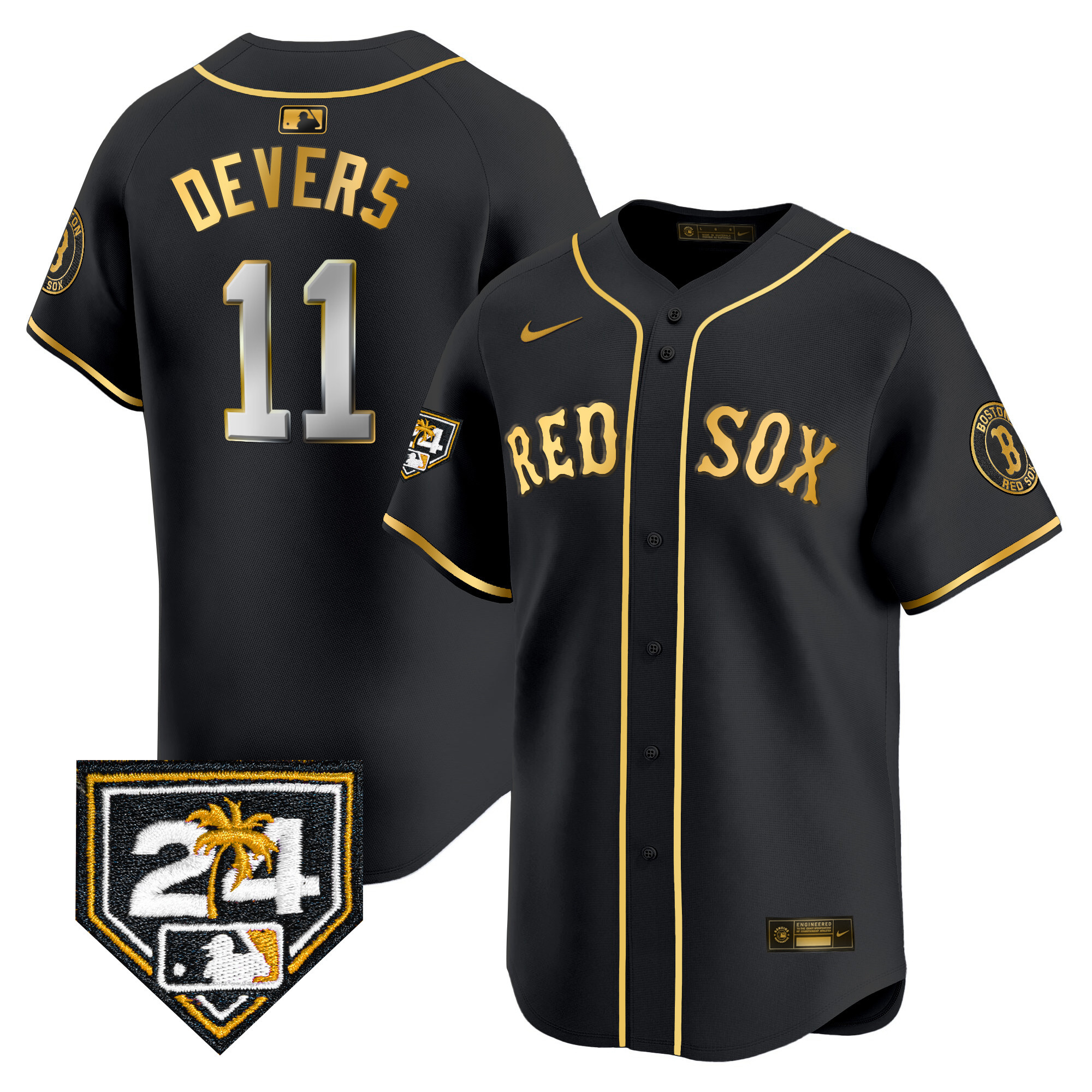 Rafael Devers Men's Boston Red Sox Spring Training Patch Vapor Premier Limited Black Gold Jersey - All Stitched