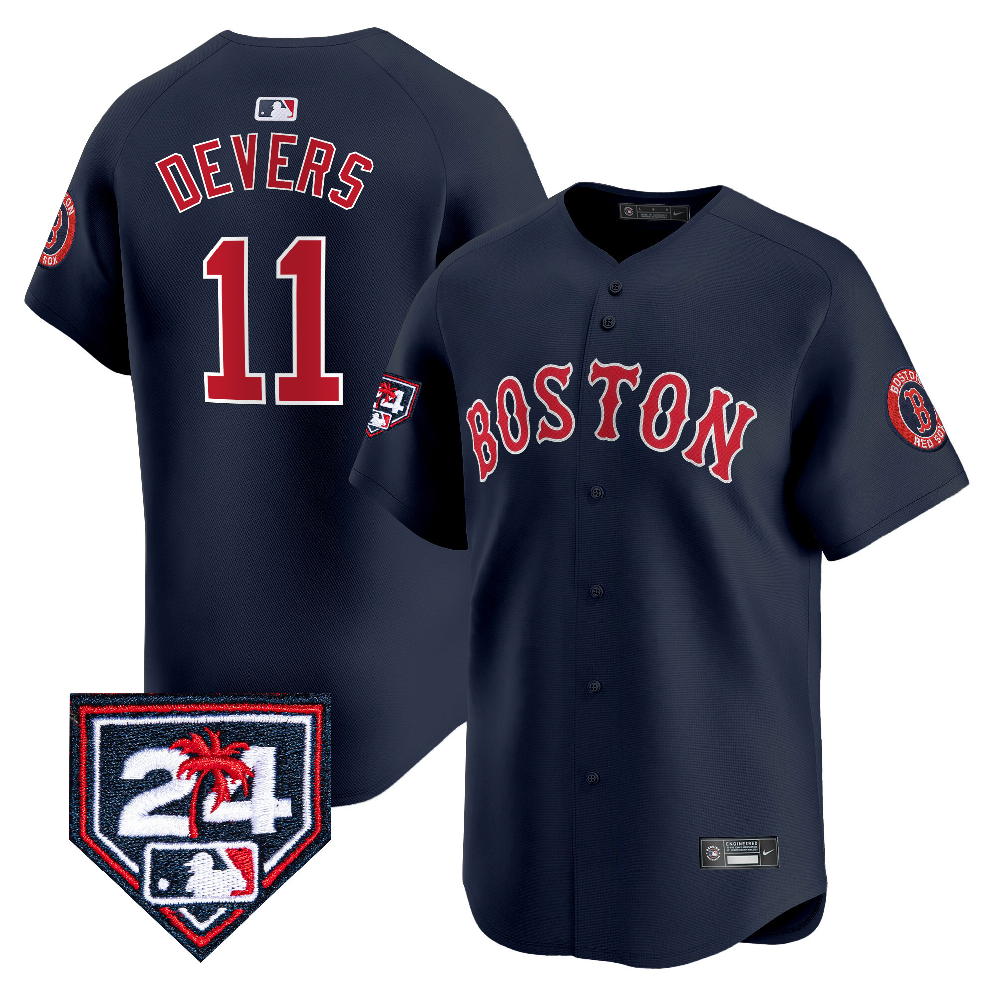 Rafael Devers Men's Boston Red Sox Spring Training Patch Vapor Premier Limited Navy Jersey - All Stitched