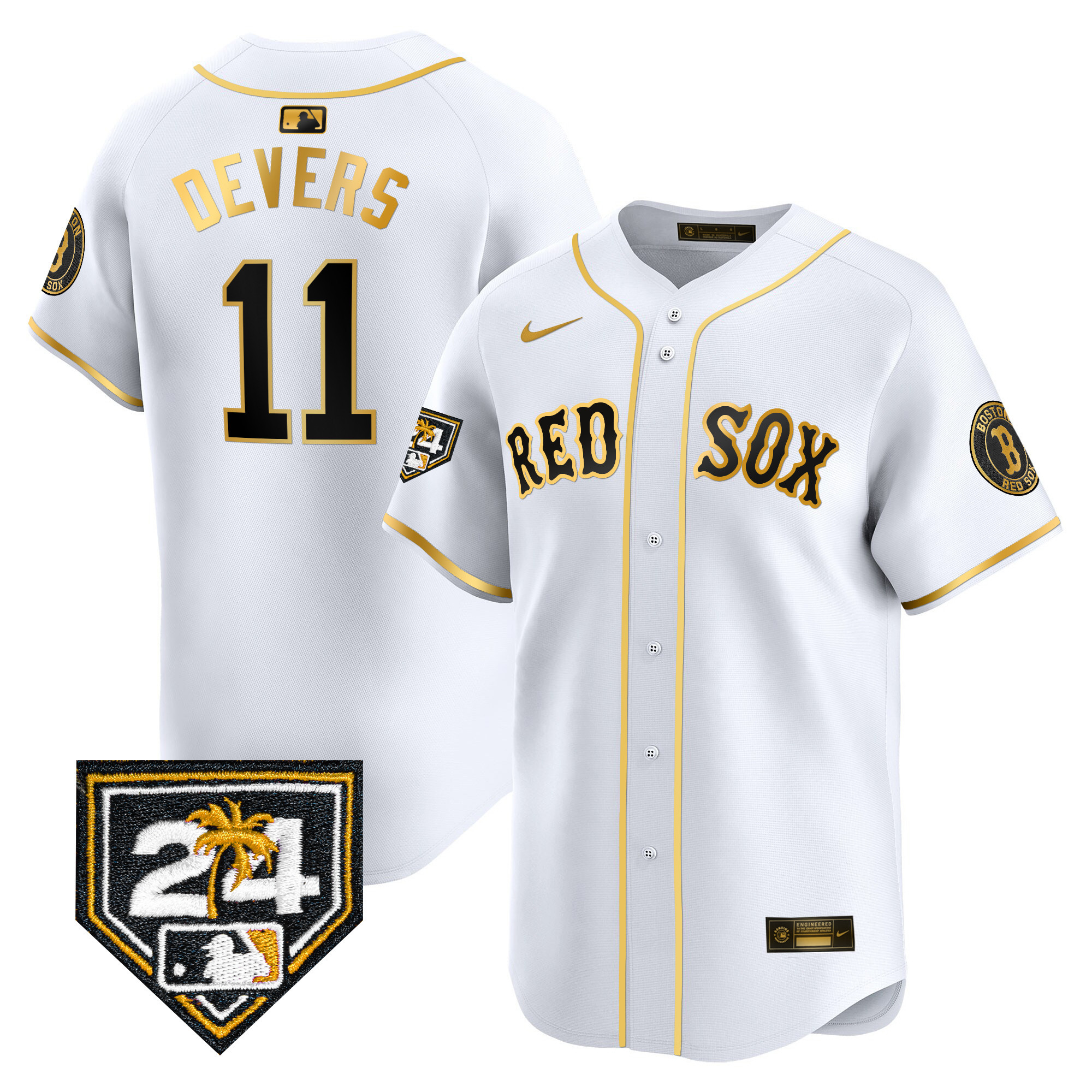 Rafael Devers Men's Boston Red Sox Spring Training Patch Vapor Premier Limited White Gold Jersey - All Stitched