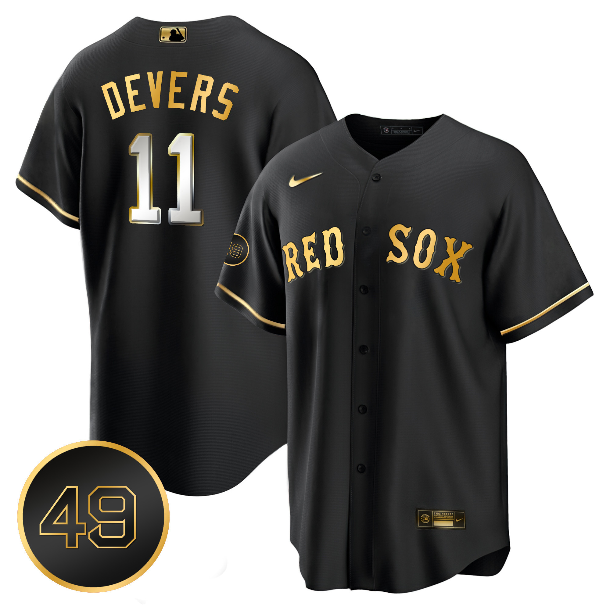 Rafael Devers Men's Boston Red Sox #49 Tim Wakefield Patch Cool Base Black Limited Jersey - All Stitched