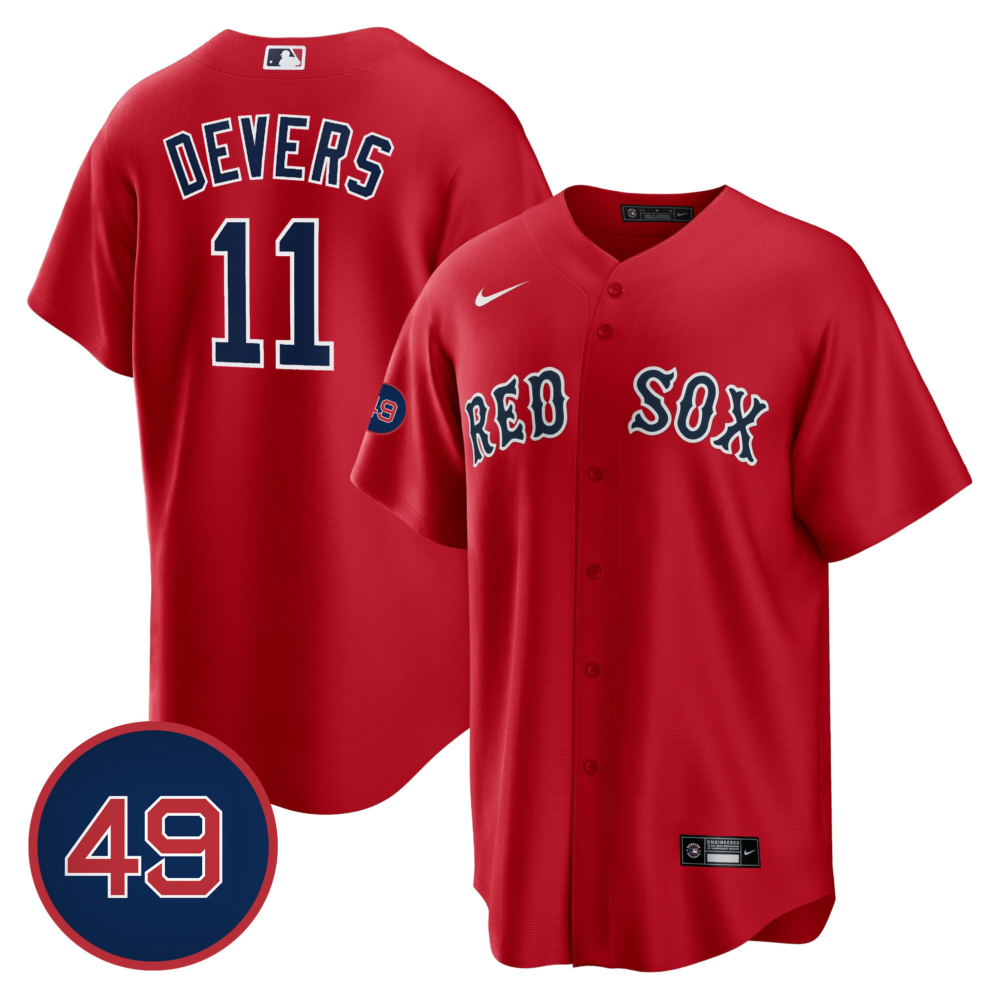 Rafael Devers Men's Boston Red Sox #49 Tim Wakefield Patch Cool Base Jersey - All Stitched