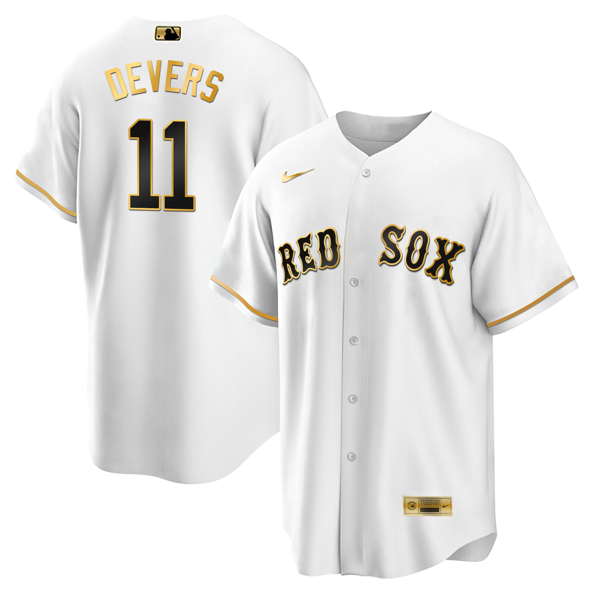 Rafael Devers Men's Boston Red Sox Black Limited & Gold Cool White Gold Jersey - All Stitched
