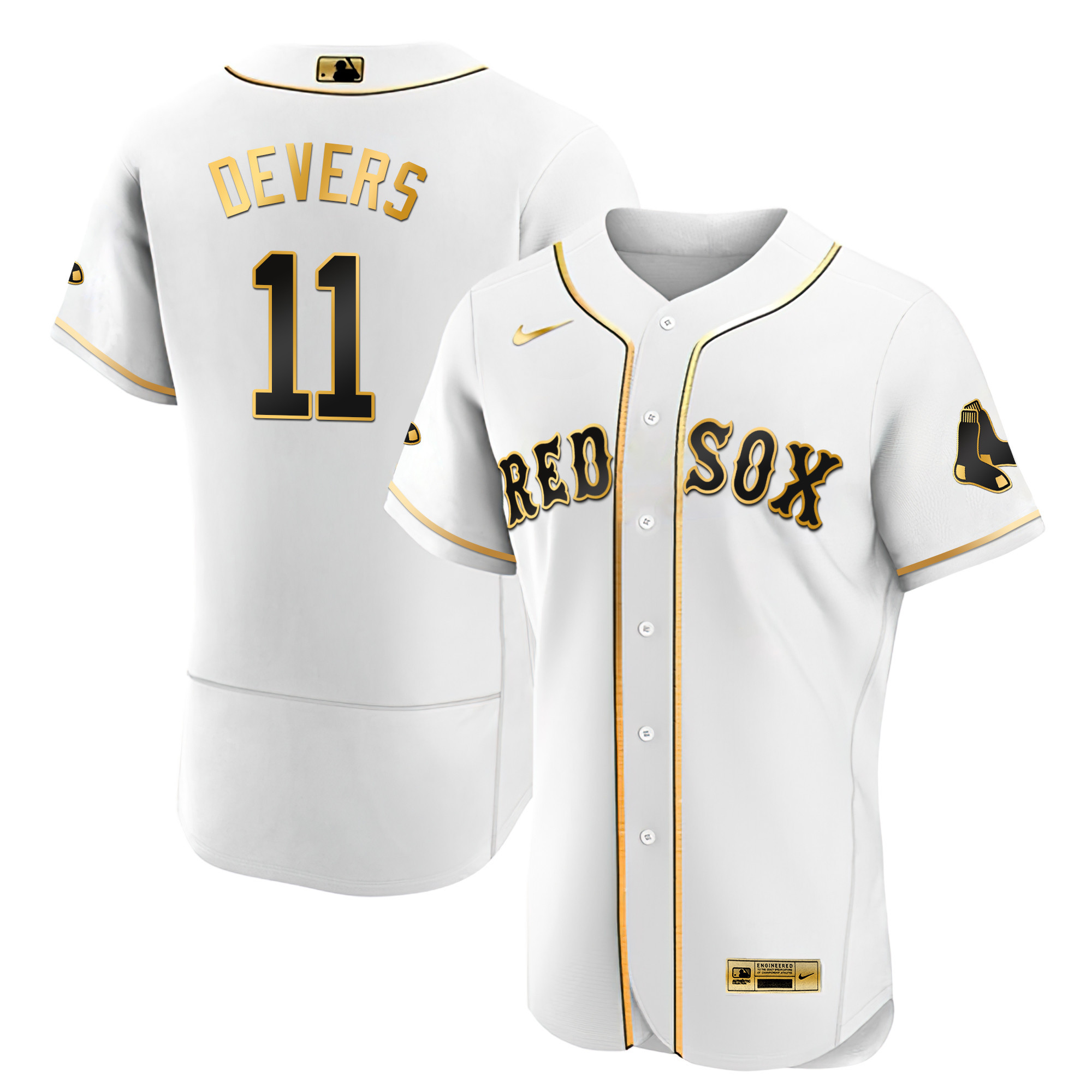 Rafael Devers Men's Boston Red Sox Black Limited & Gold Flex White Gold Jersey - All Stitched