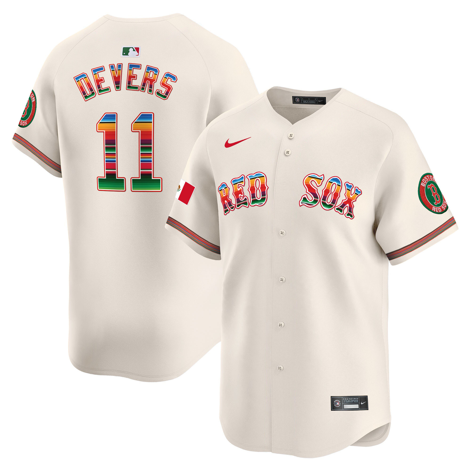 Rafael Devers Men's Boston Red Sox Mexico Vapor Premier Limited Cream Jersey - All Stitched