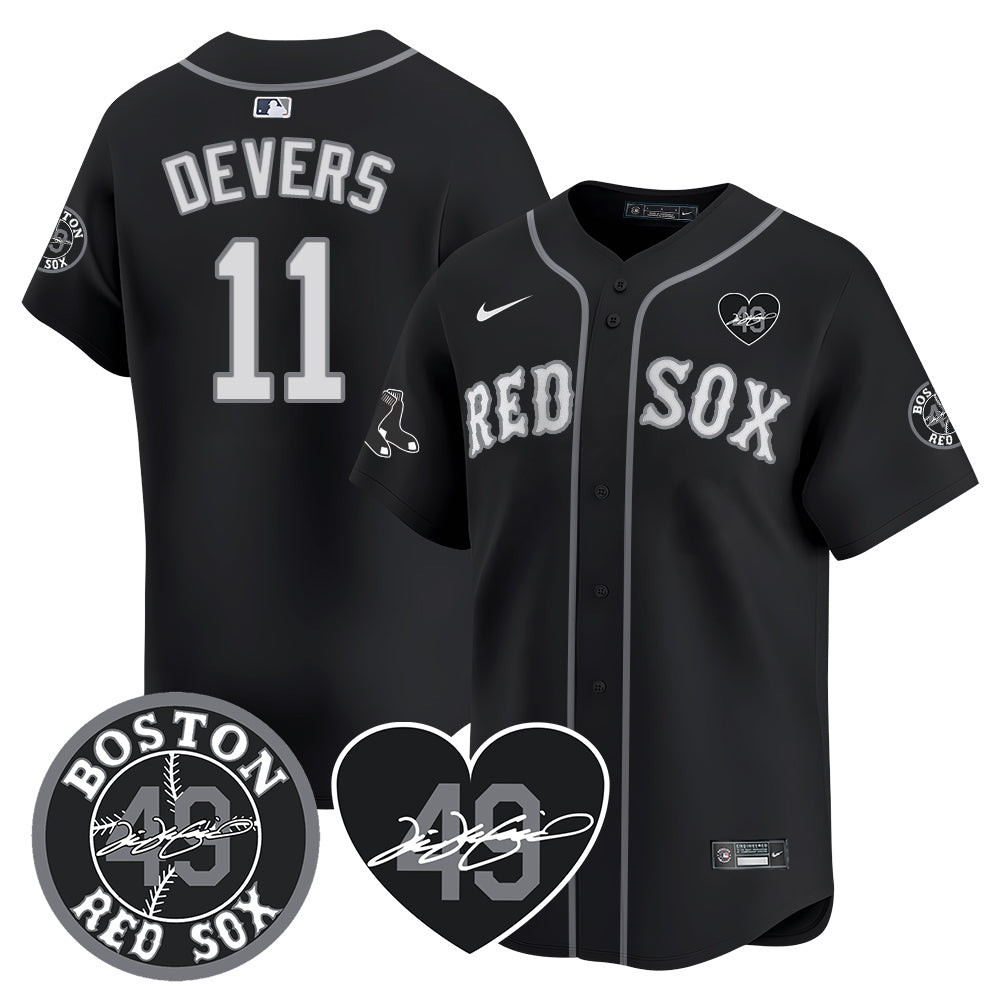Rafael Devers Men's Boston Red Sox Tim Wakefield Memorial Patch Vaper Premier Limited Black Jersey - All Stitched