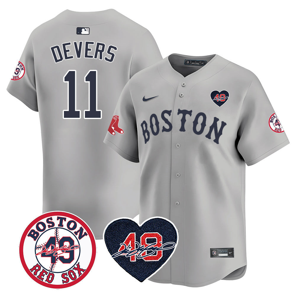 Rafael Devers Men's Boston Red Sox Tim Wakefield Memorial Patch Vaper Premier Limited Gray Jersey - All Stitched