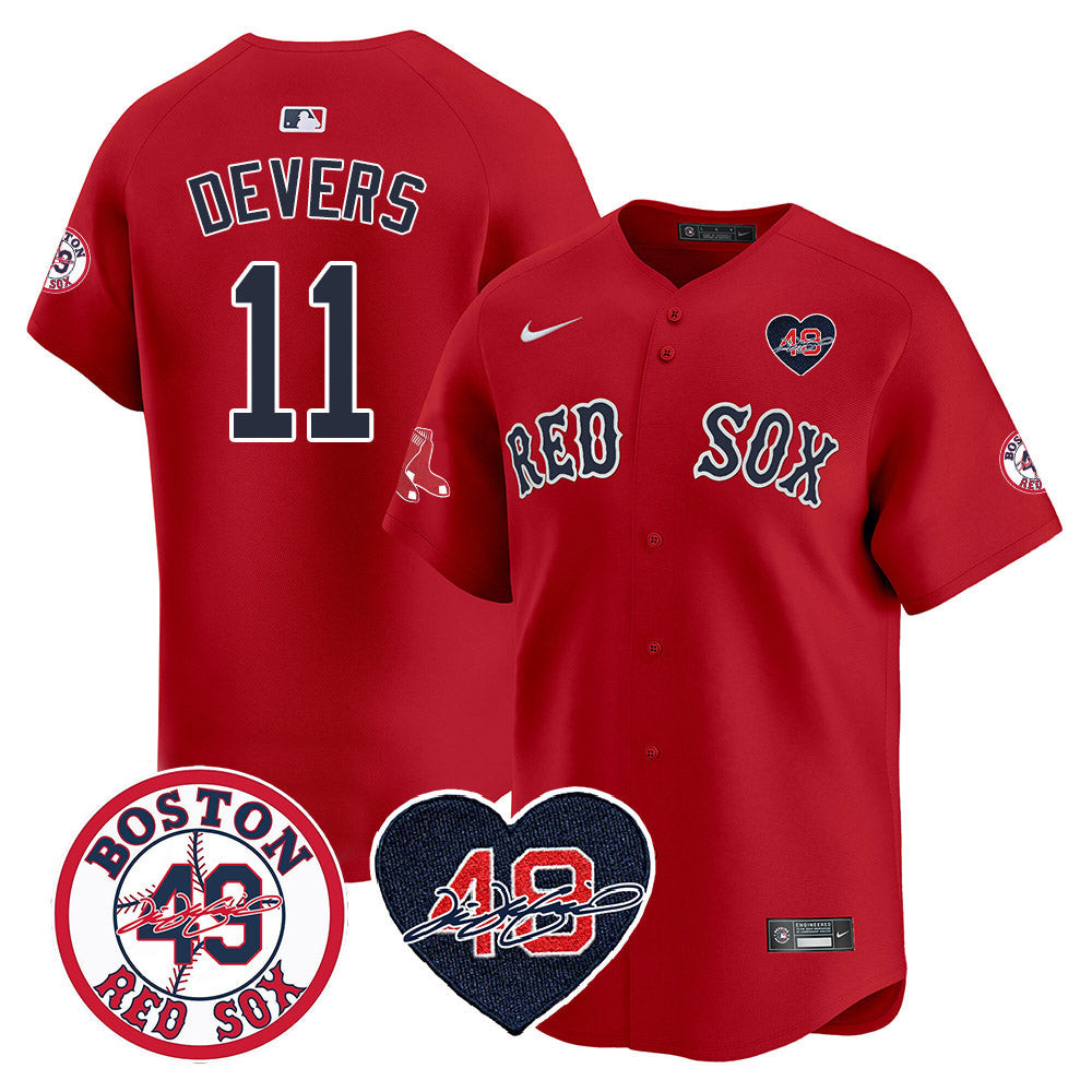 Rafael Devers Men's Boston Red Sox Tim Wakefield Memorial Patch Vaper Premier Limited Jersey - All Stitched