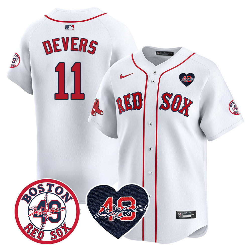 Rafael Devers Men's Boston Red Sox Tim Wakefield Memorial Patch Vaper Premier Limited White Jersey - All Stitched