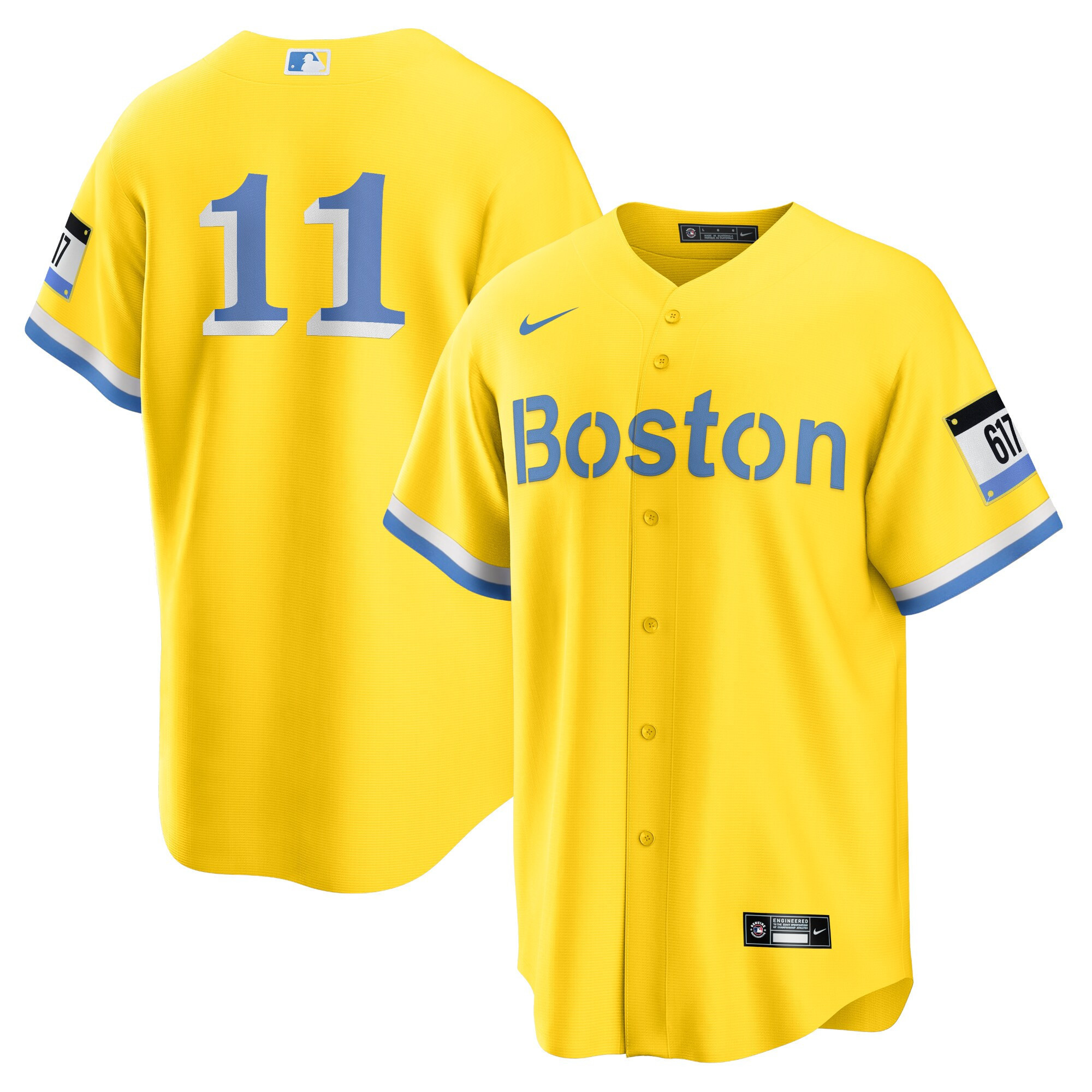 Rafael Devers Men's Boston Red Sox Yellow Cool Base Jersey - All Stitched