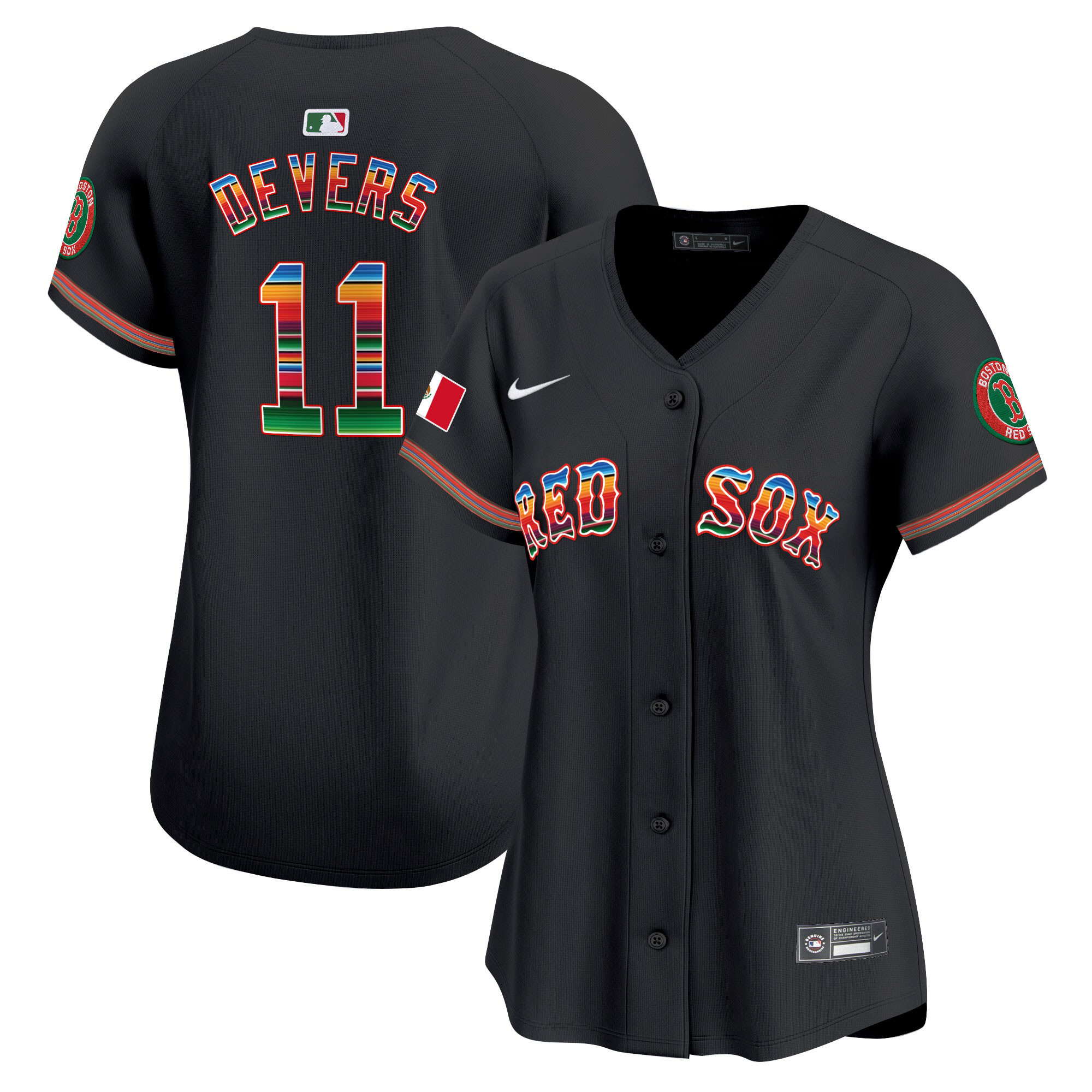 Rafael Devers Women's Boston Red Sox Mexico Vapor Premier Limited Black Jersey - All Stitched