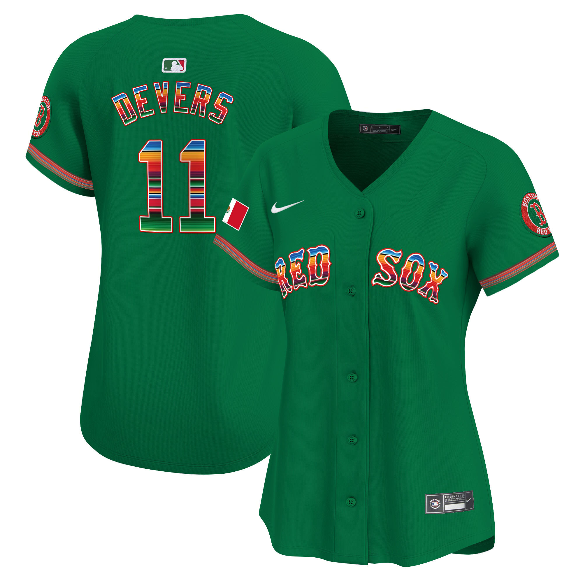 Rafael Devers Women's Boston Red Sox Mexico Vapor Premier Limited Green Jersey - All Stitched