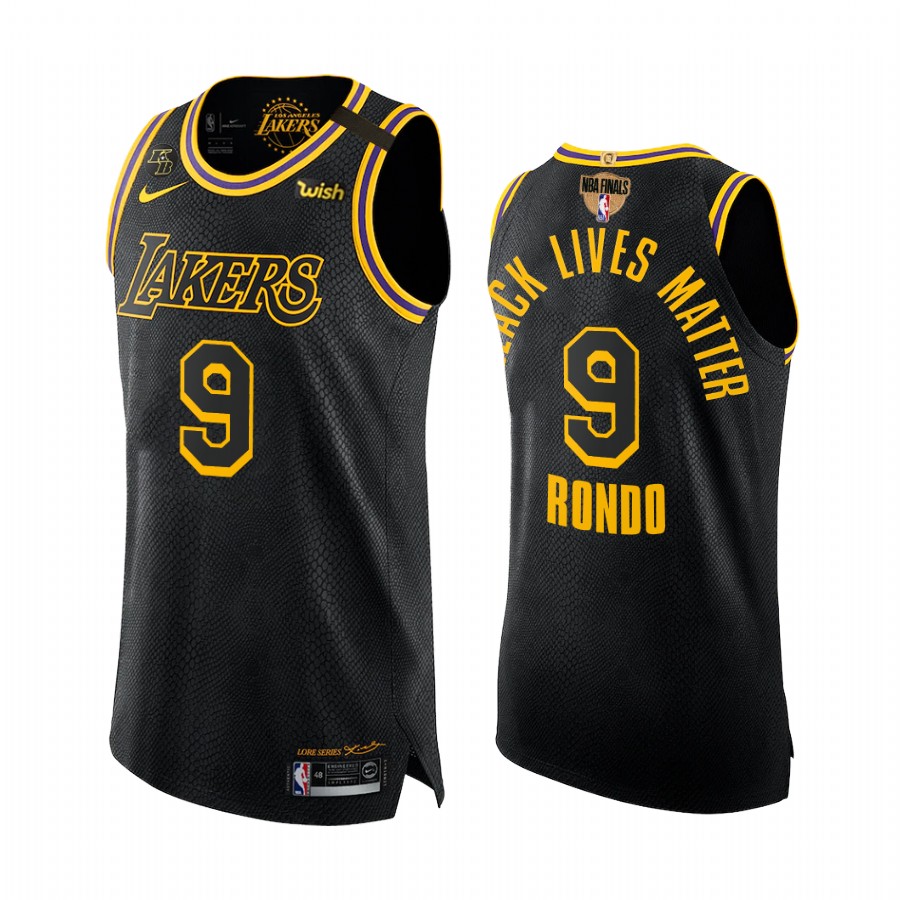 Rajon Rondo Los Angeles Lakers Finals Mamba Black Jersey Black Lives Matter