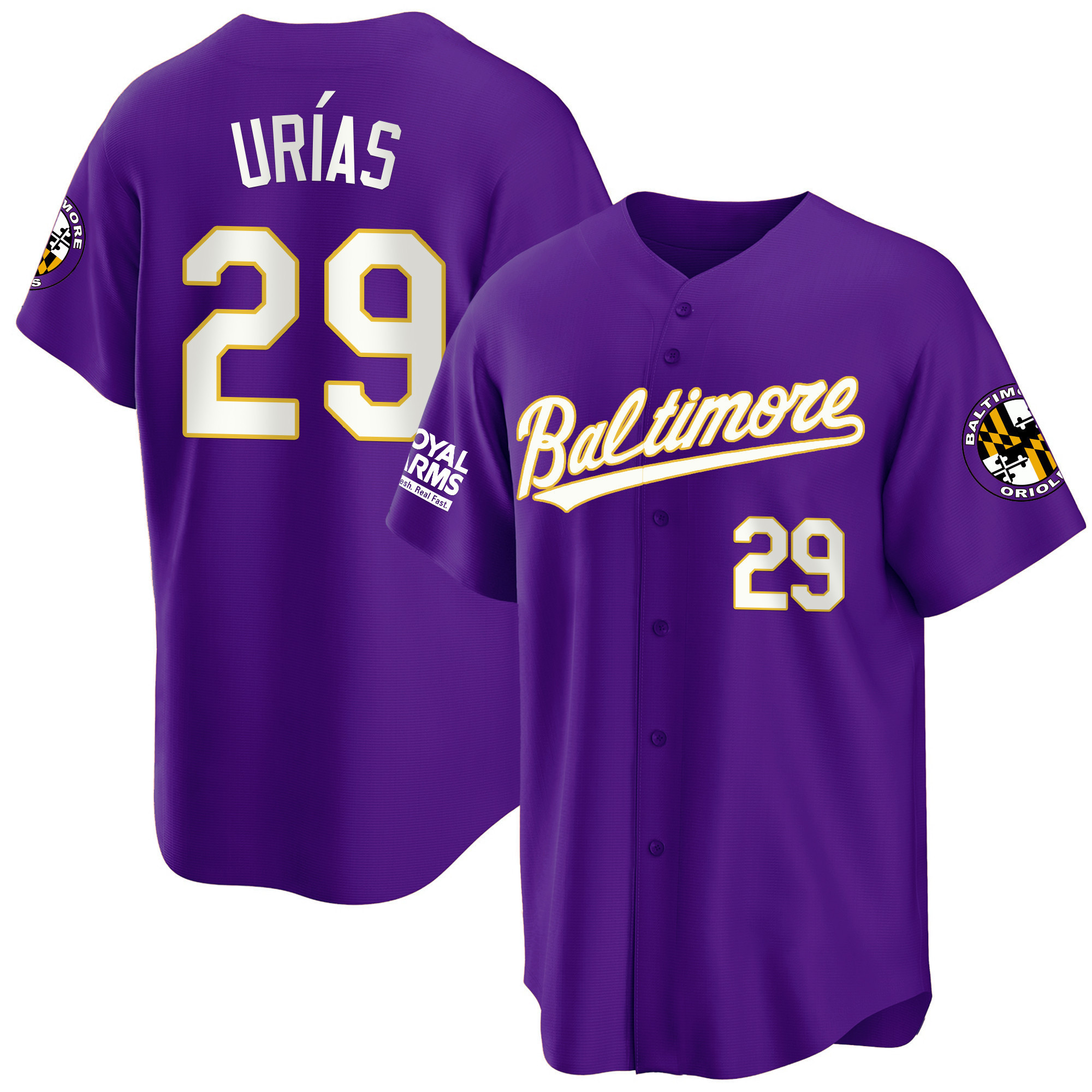 Ramón Urías Men’s Baltimore Orioles Gold Cool Purple Jersey - All Stitched