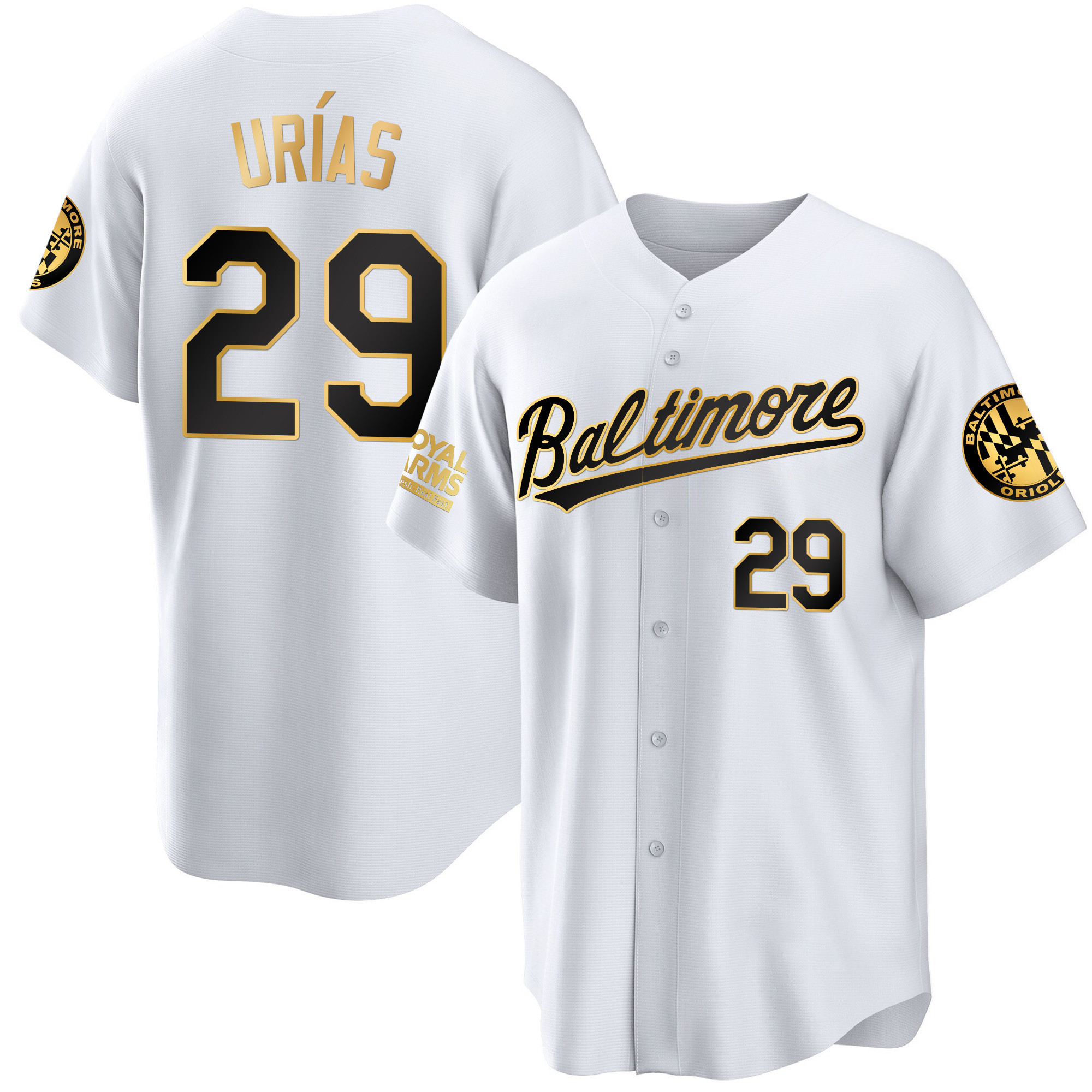 Ramón Urías Men’s Baltimore Orioles Gold Cool White Gold Jersey - All Stitched