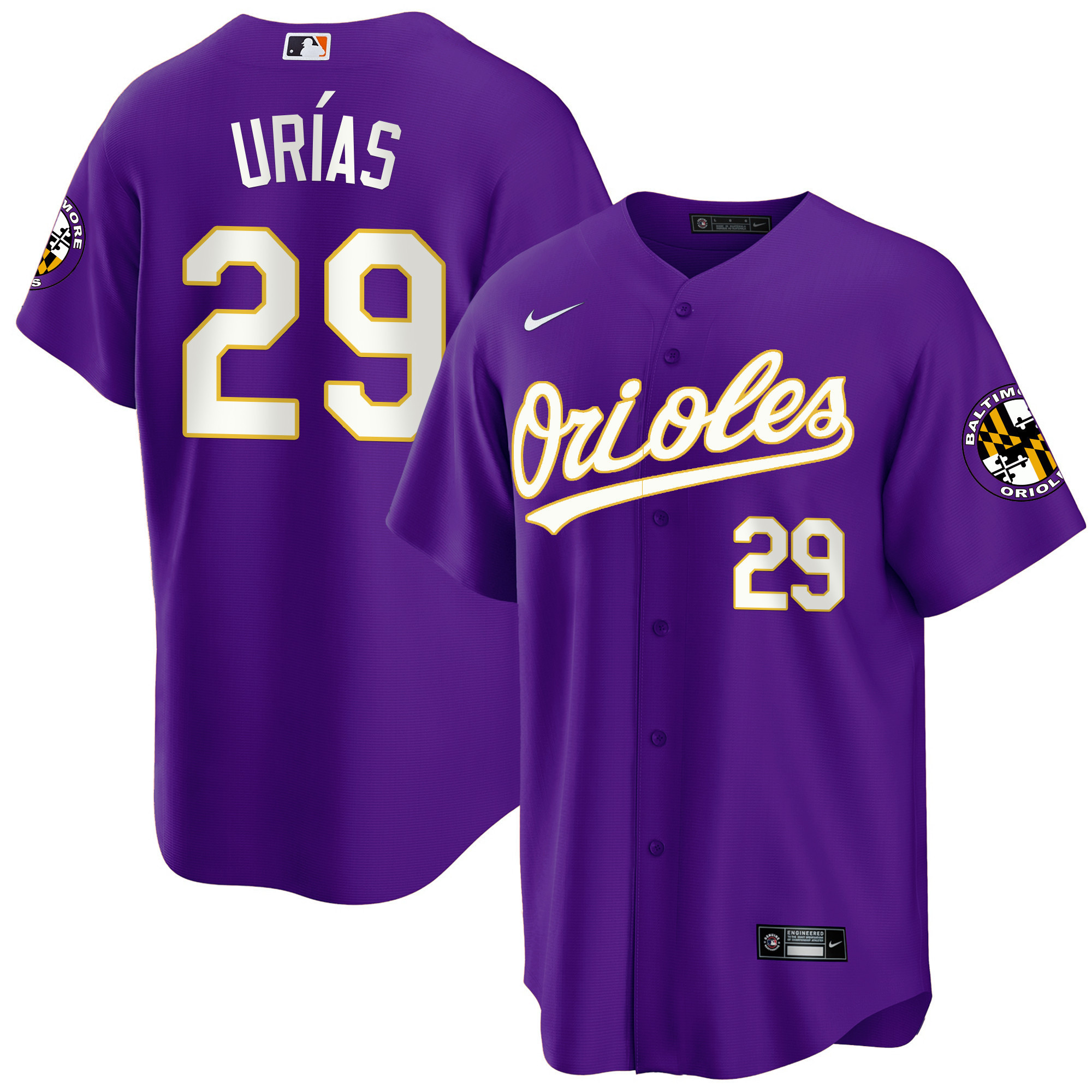 Ramón Urías Men’s Baltimore Orioles Special Gold Cool Purple Jersey - All Stitched
