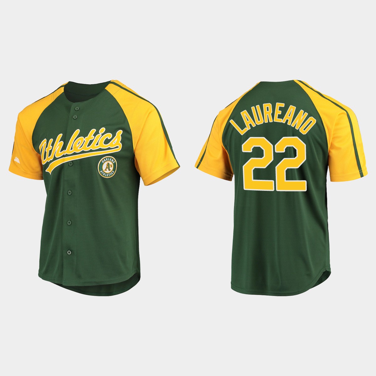 Ramon Laureano Oakland Athletics Button-Down Raglan Jersey - Green