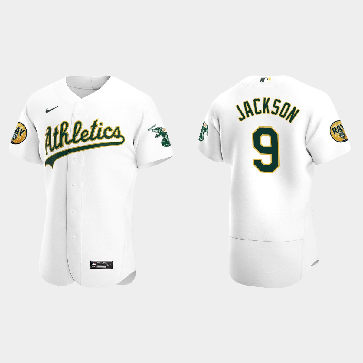 Reggie Jackson Oakland Athletics Ray Fosse Patch Jersey - White